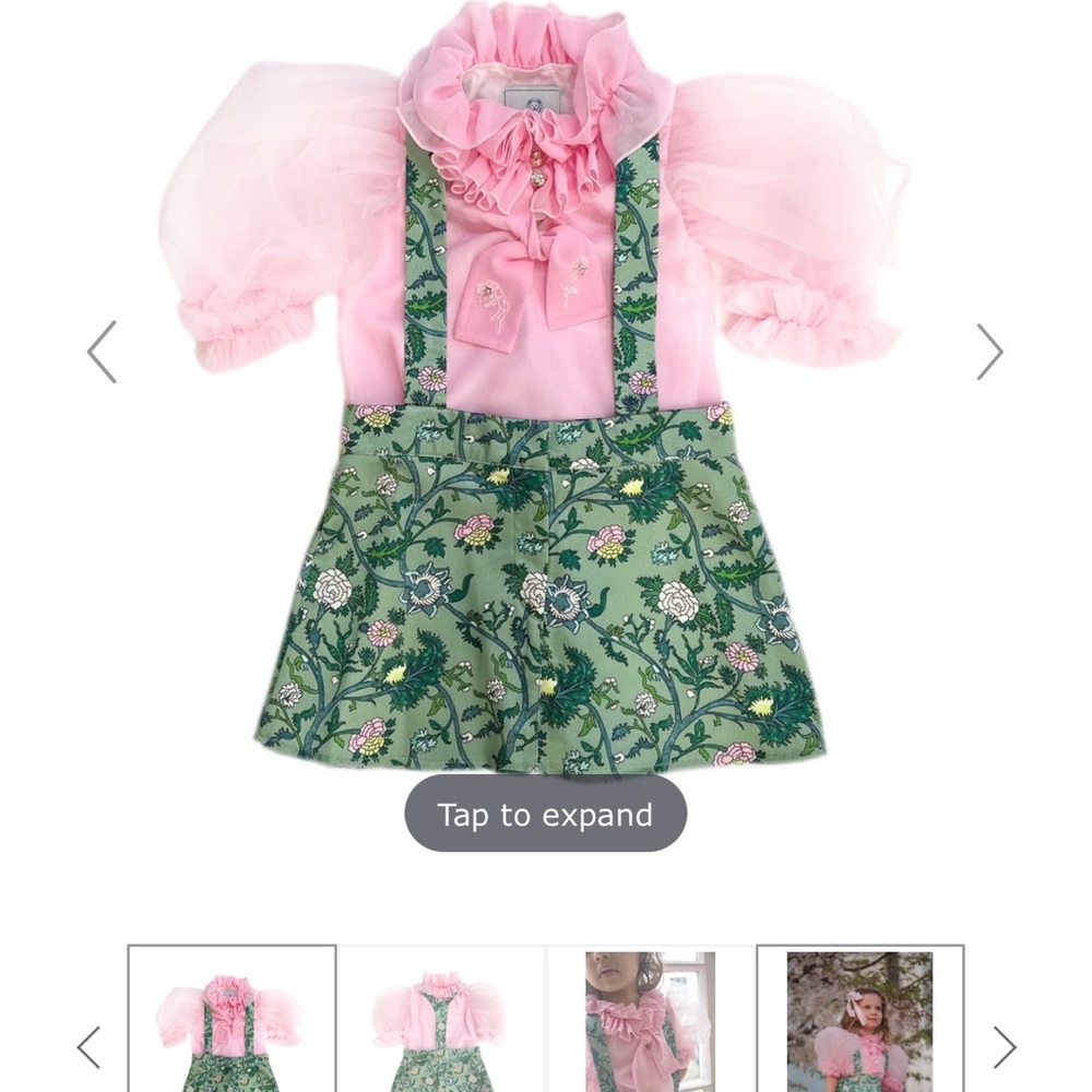 Eva Skirt and Blouse Pink and Green Floral Tulle Set
